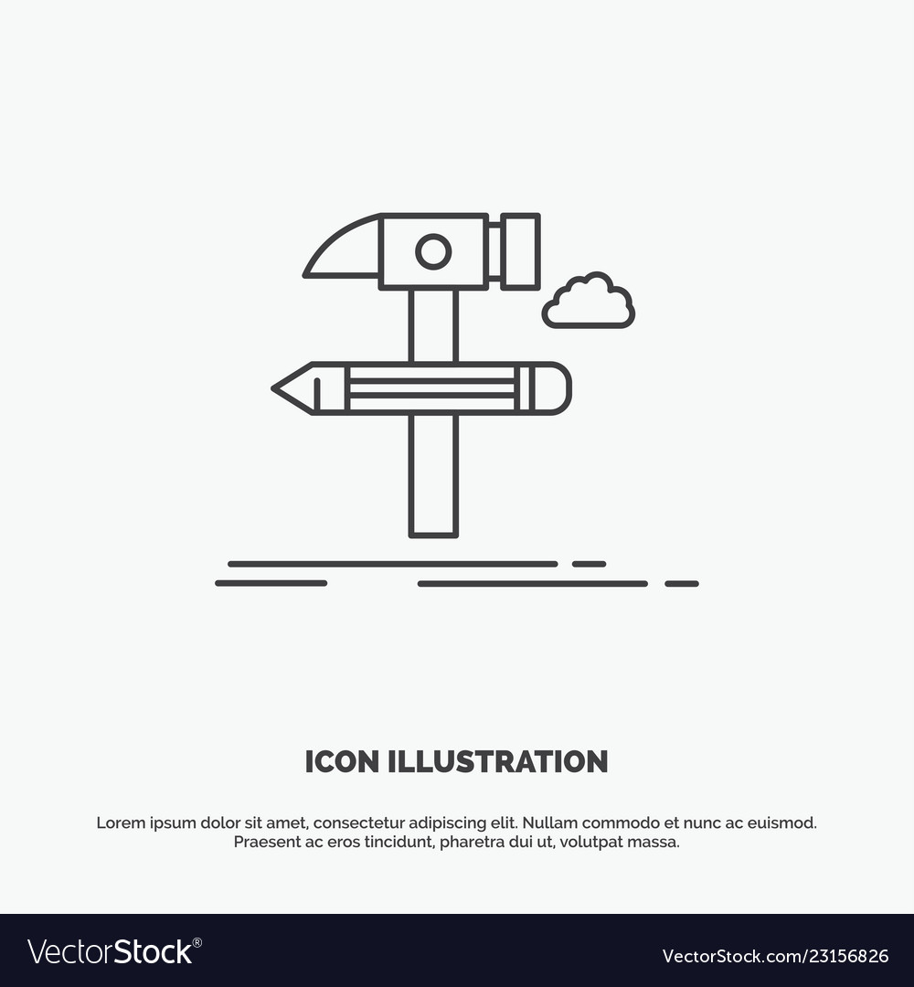 Build design develop tool tools icon line gray