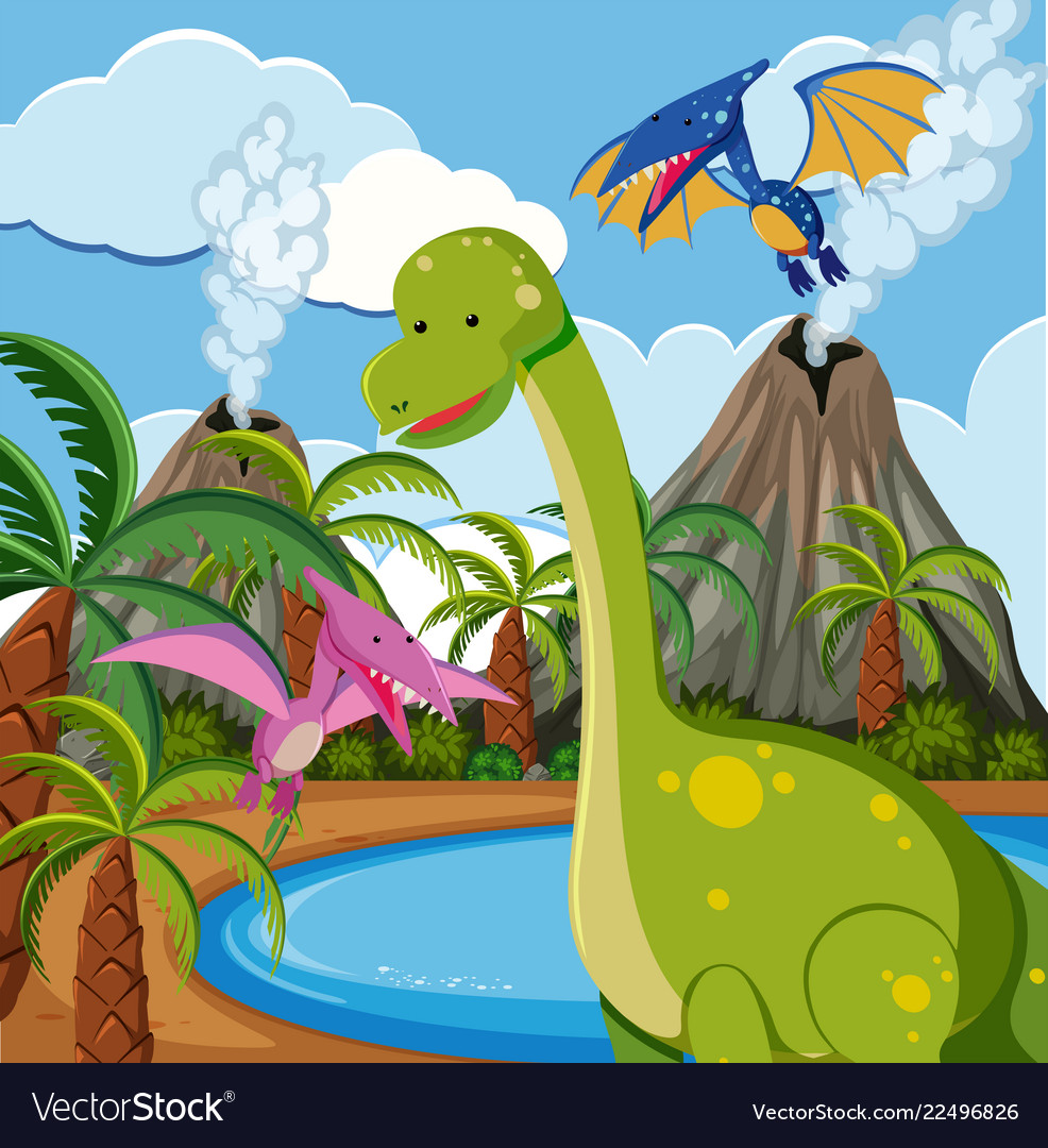 Dinosaur in nature Royalty Free Vector Image - VectorStock