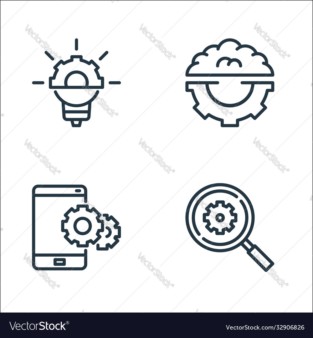 Engineering line icons linear set quality vector image Engineering line icons linear set quality