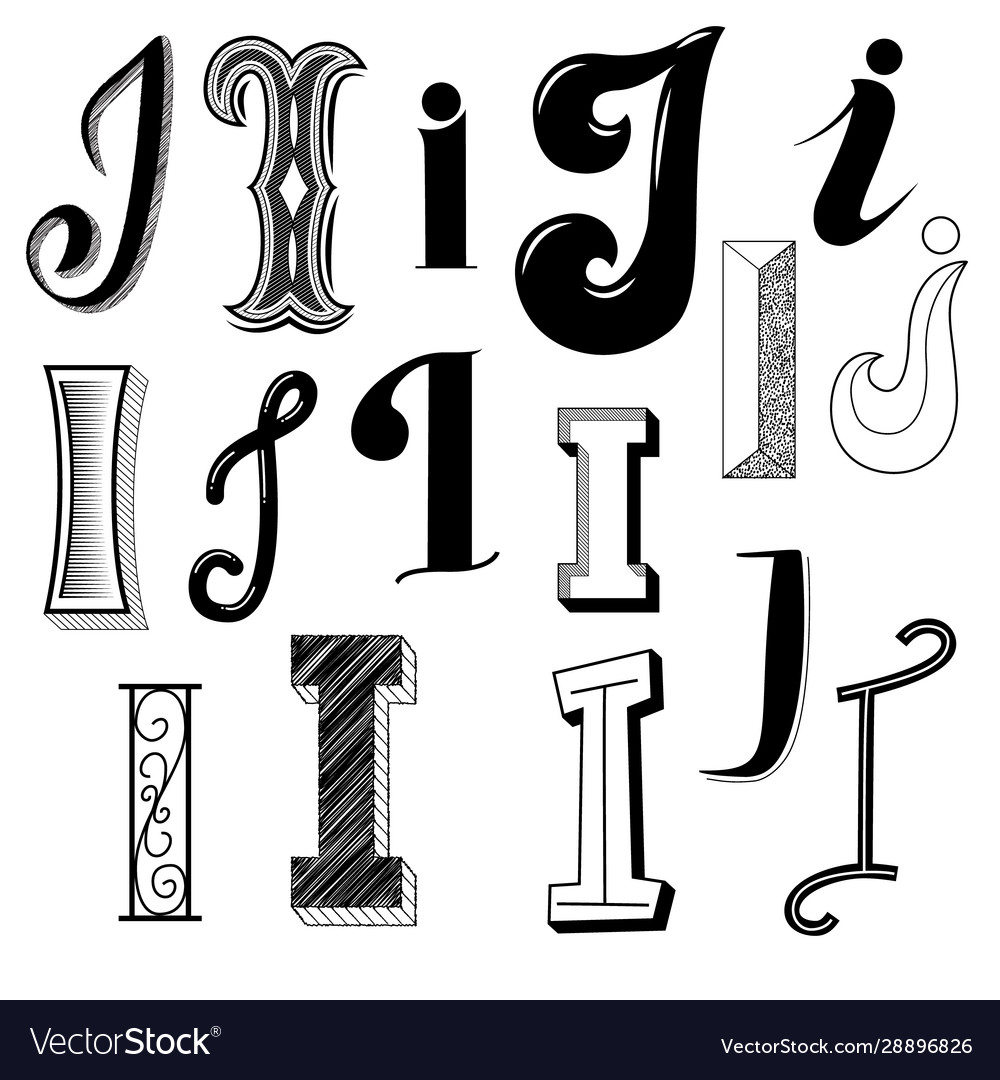 Hand drawn set different writing styles Royalty Free Vector