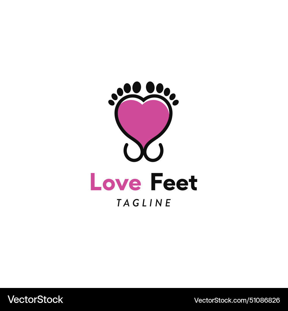 Love feet logo symbol design flat style Royalty Free Vector