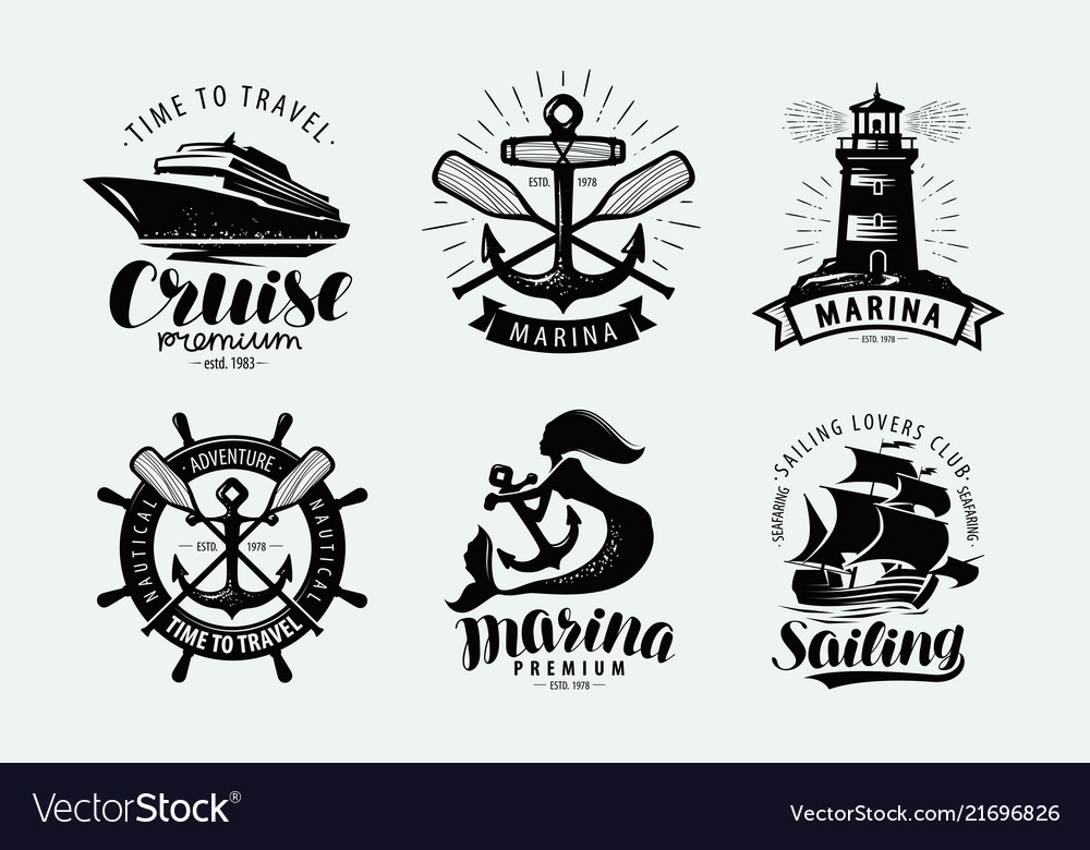 Marina sailing cruise logo or label marine Vector Image