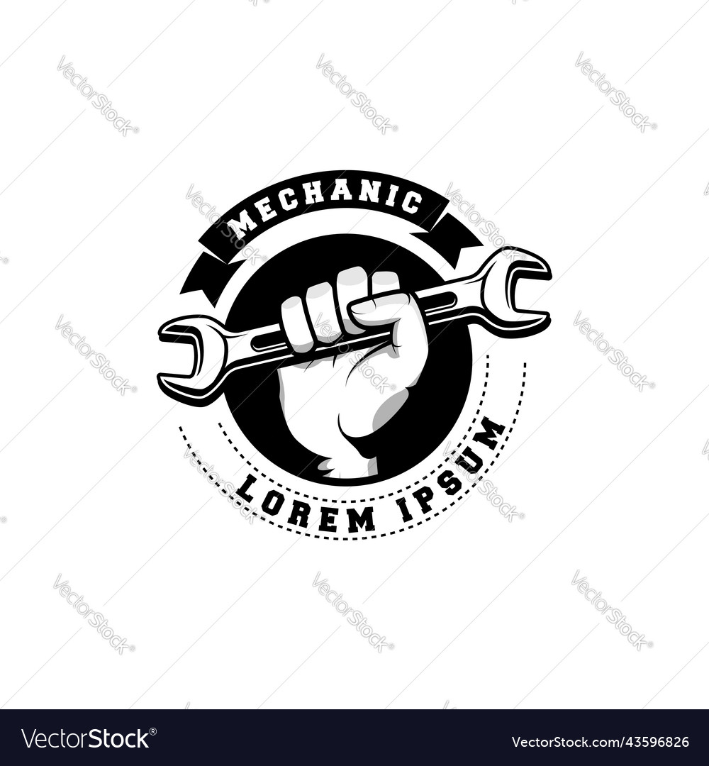 Mechanic badge logo design in retro style plumber