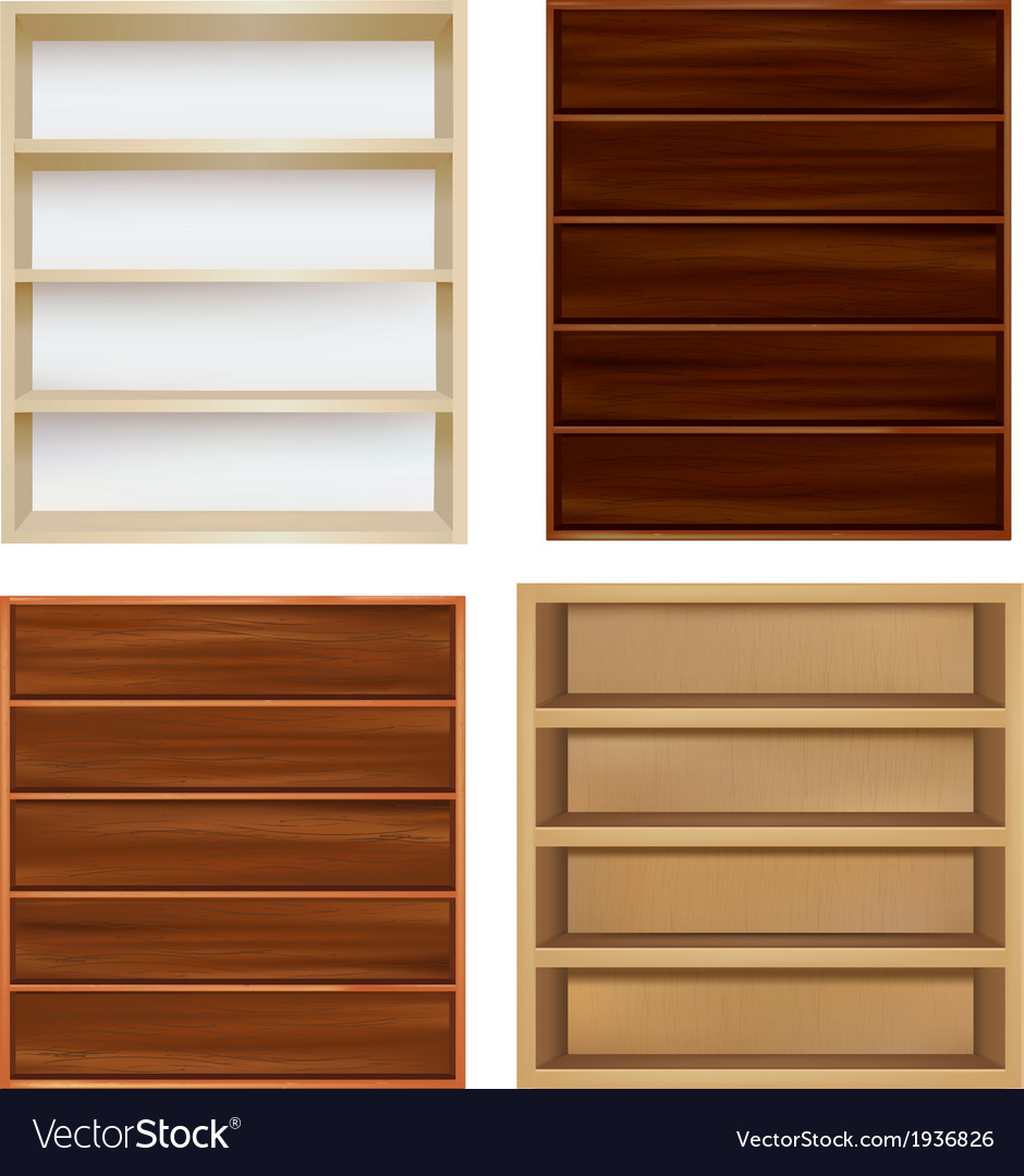 Set Empty Bookshelf Royalty Free Vector Image VectorStock
