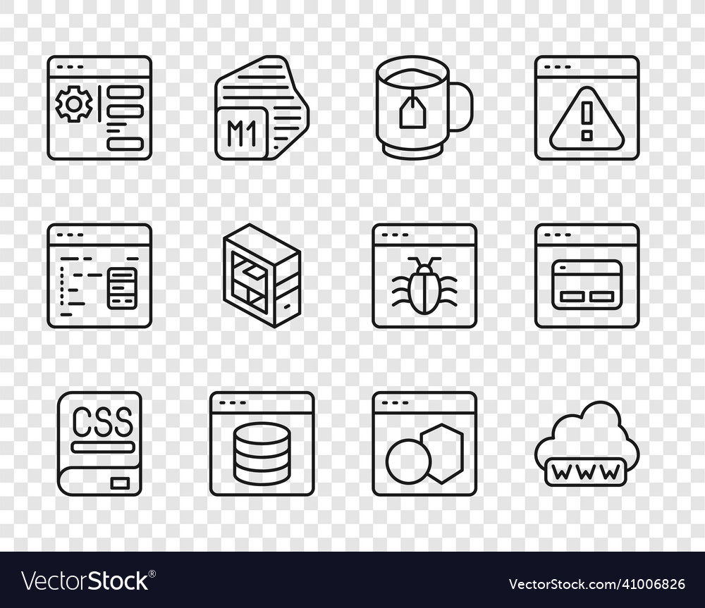 Set line books about programming web development vector image Set line books about programming web development