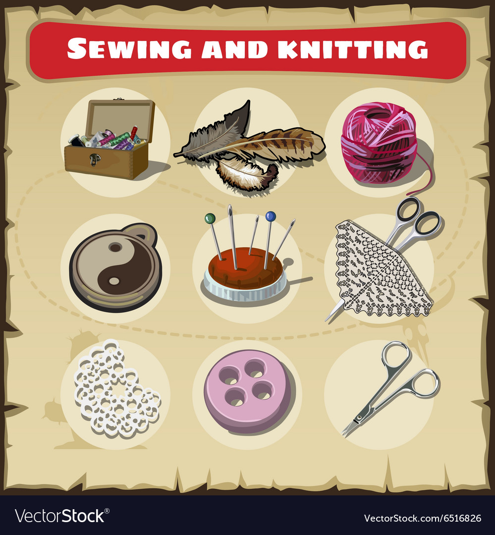 Sewing And Knitting Set Royalty Free Vector Image