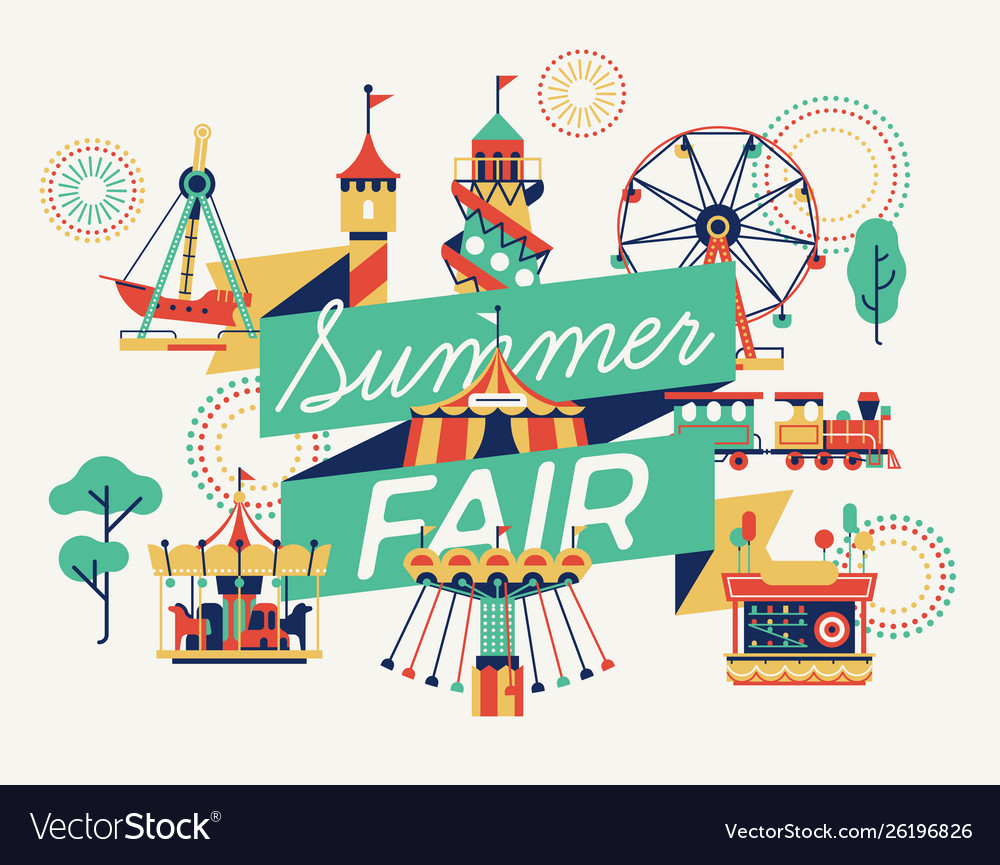 Summer fair banner or poster template Royalty Free Vector