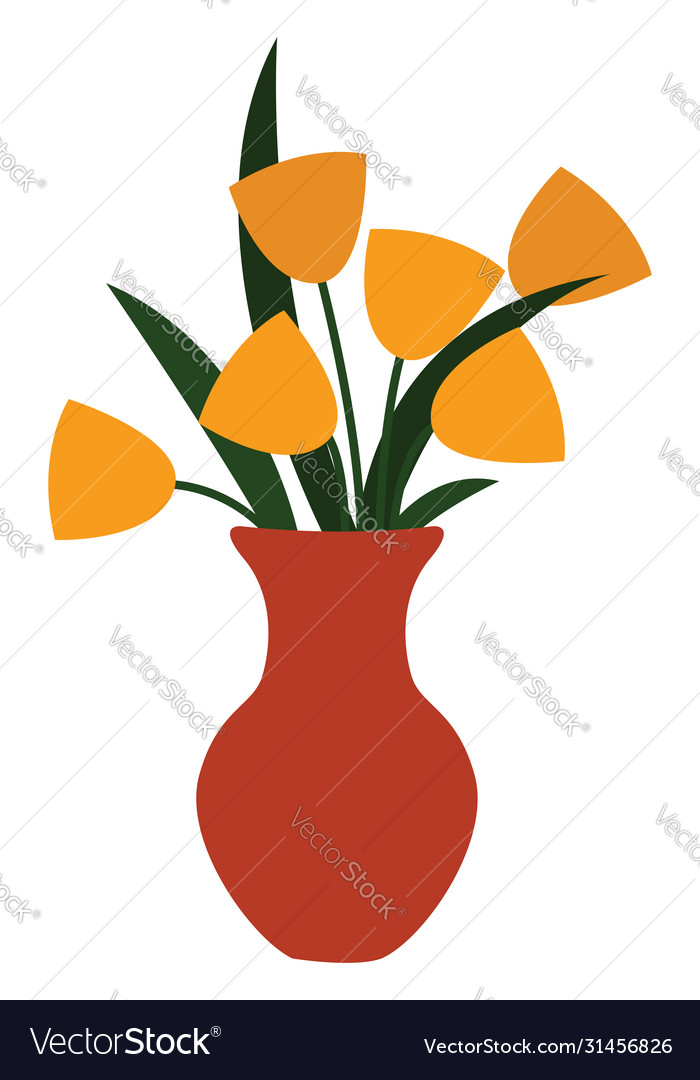 Yellow vase on white background