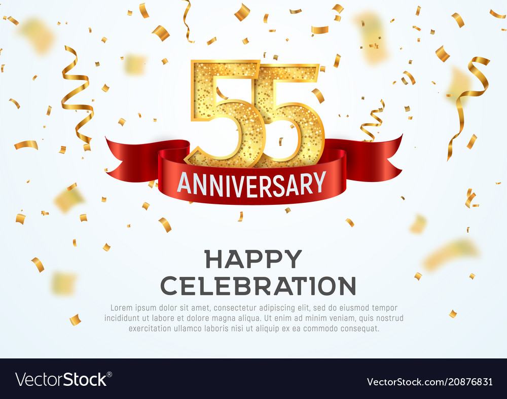 55 Years Anniversary Banner Template Fifty Vector Image