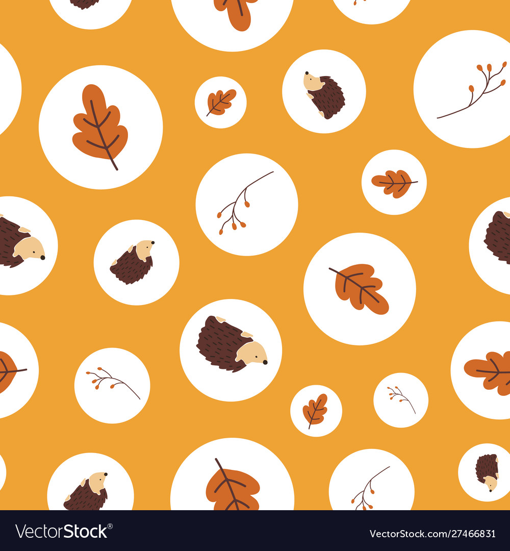 Autumn polka dot pattern with fall elements Vector Image