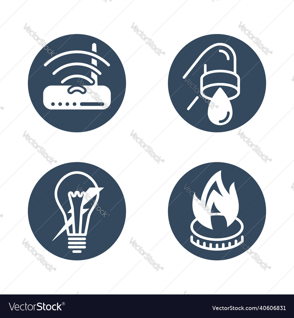 Building systems set of flat icons