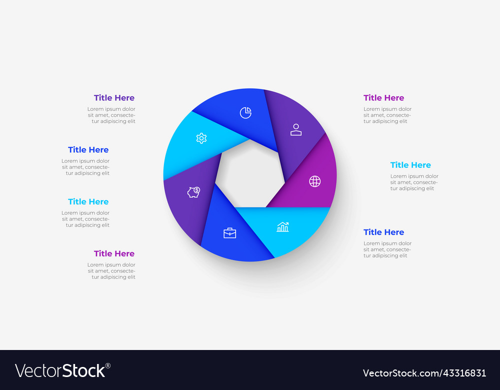 Circle divided into seven parts template Vector Image