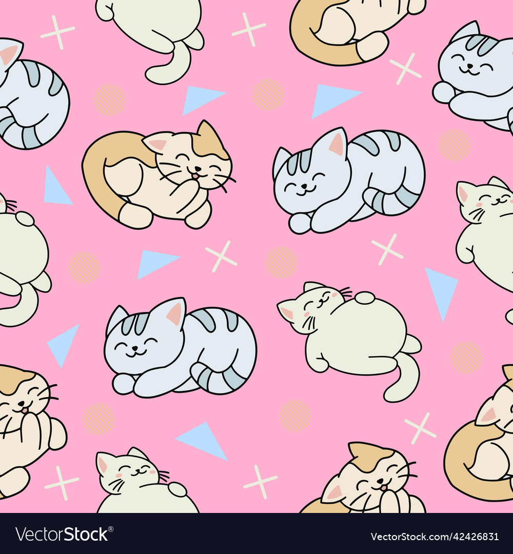 Cute animal cats seamless pattern wallpaper