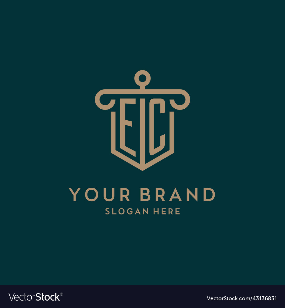 Ec monogram initial logo design with shield