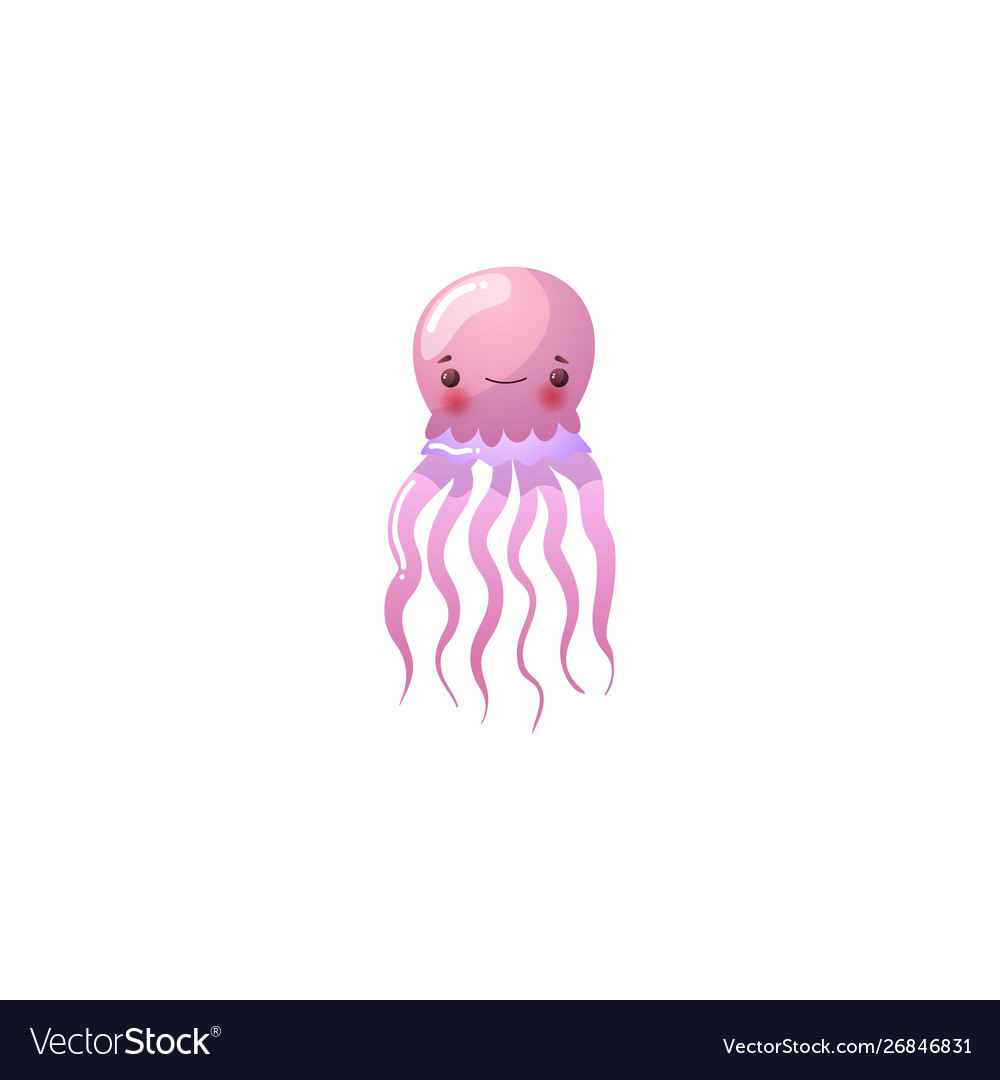 Funny pink jellyfish underwater creature raster