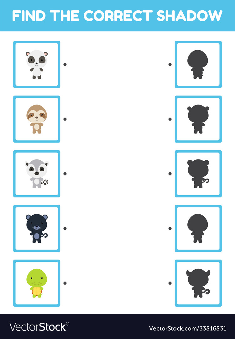 Game template find correct shadow matching Vector Image Game template find correct shadow matching