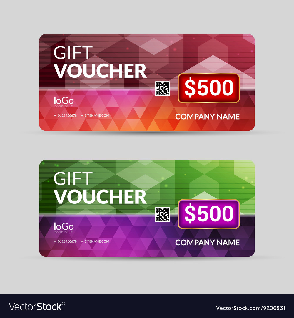 Gift voucher template with colorful triangle Vector Image