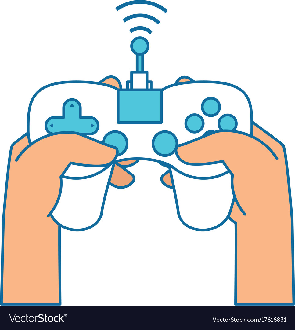 Hand user with drone remote control icon