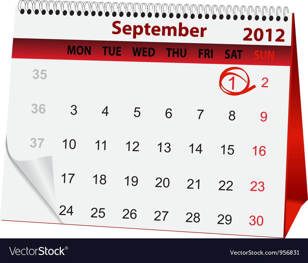 Holiday calendar september 1 Royalty Free Vector Image