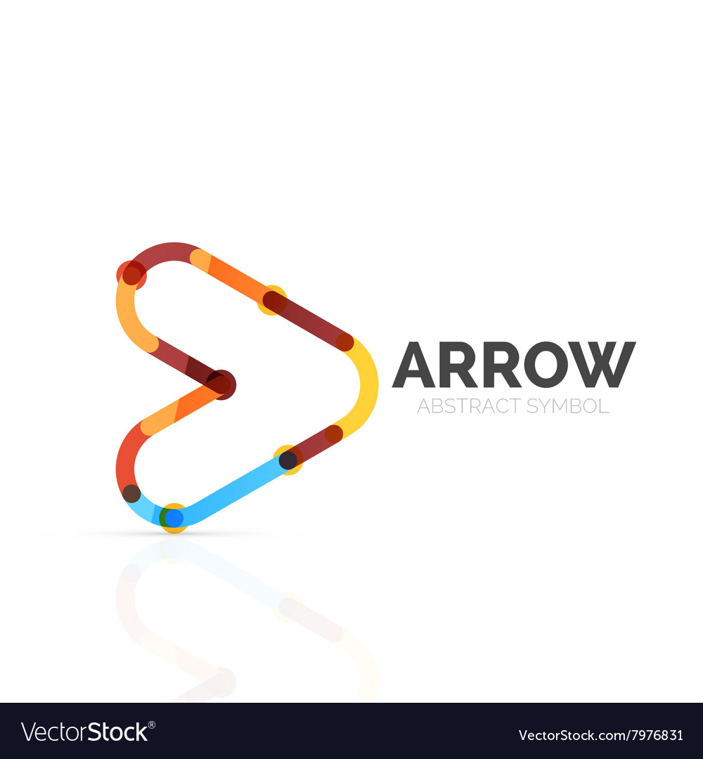 Linear arrow abstract logo connected multicolored