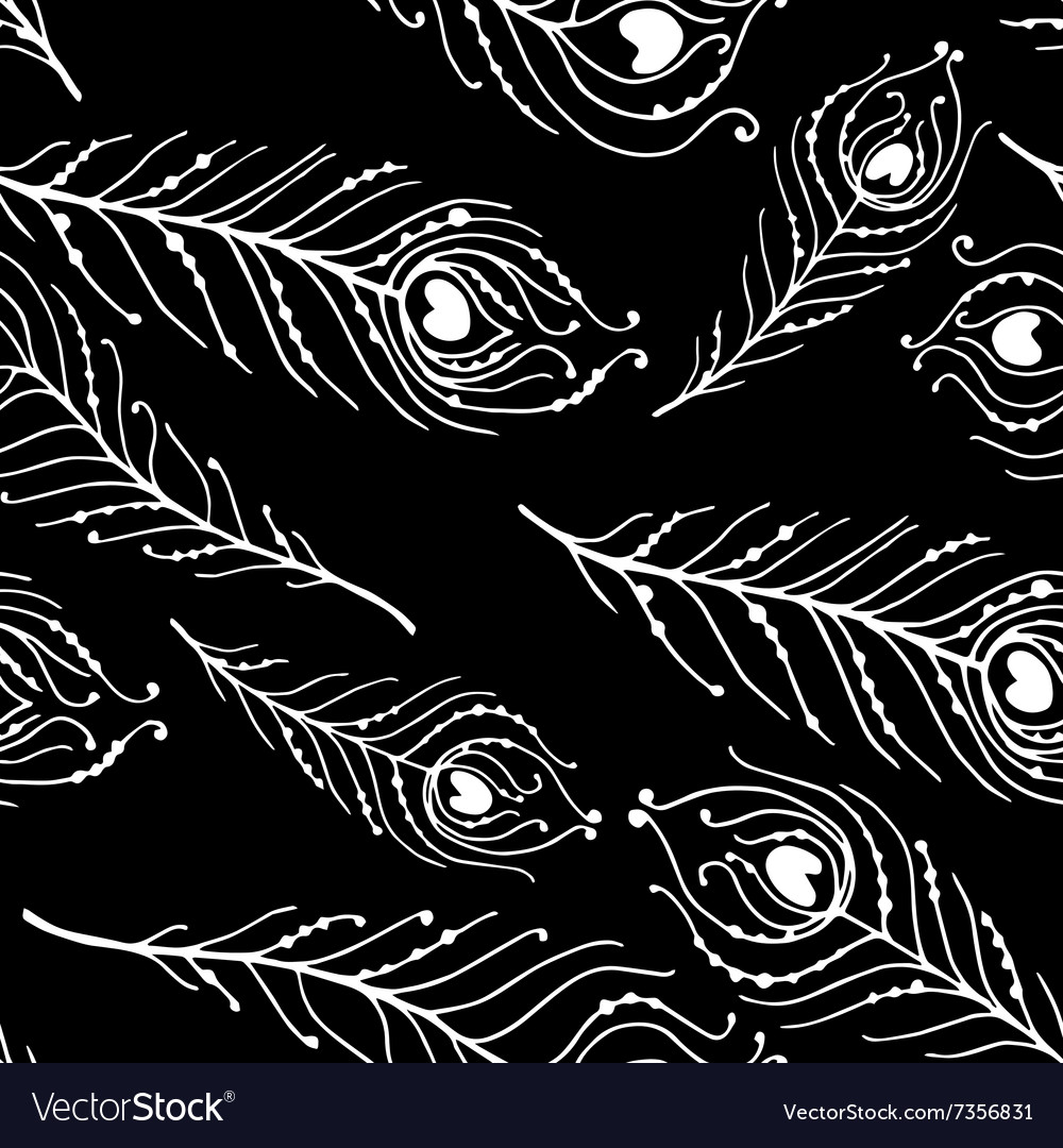 Seamless graphic pattern of peacock feathers