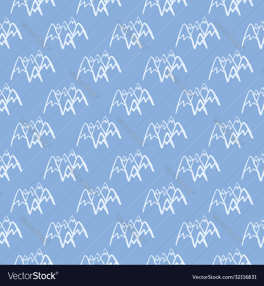 Seamless pattern with mountains on blue