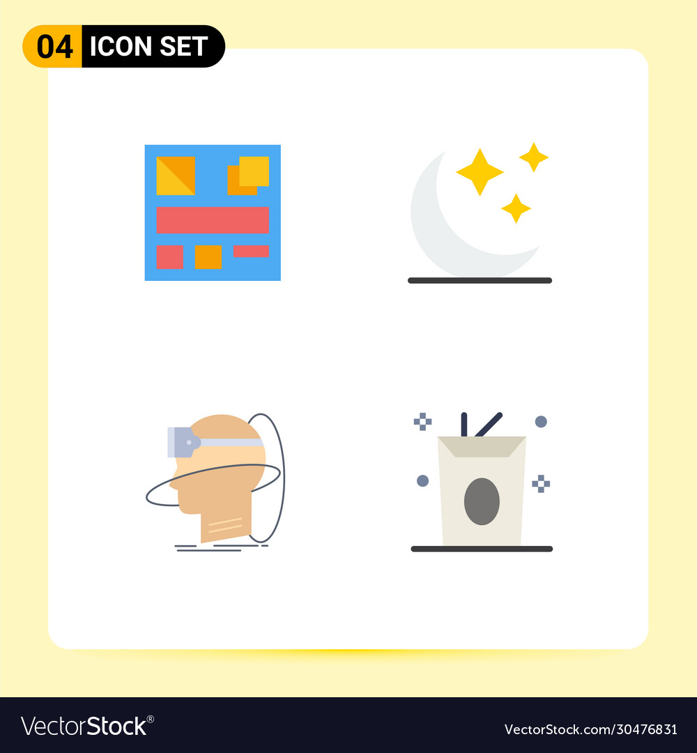 Set 4 flat icons on grid for design user
