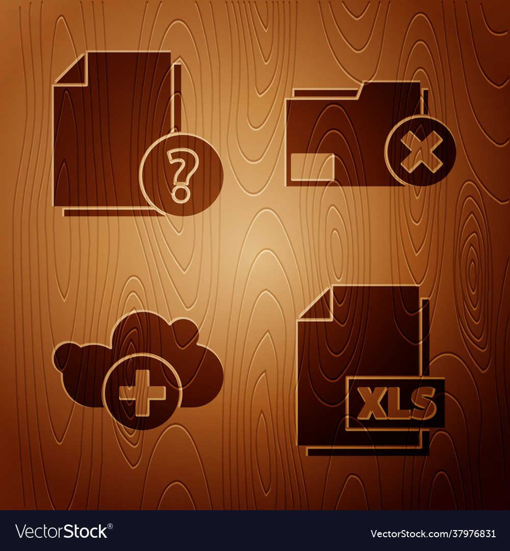 Set xls file document unknown add cloud vector image Set xls file document unknown add cloud