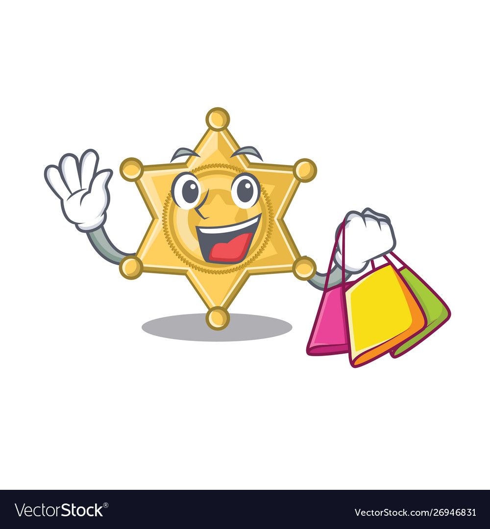 Shopping star badge police on a cartoon