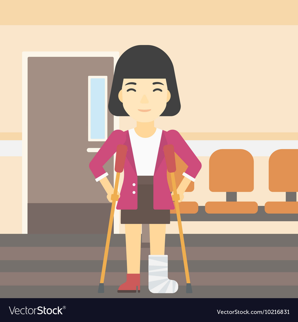 Woman With Broken Leg And Crutches Royalty Free Vector Image 6753