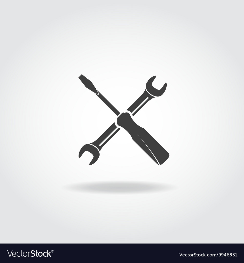 Wrench Screwdriver Black Icon Royalty Free Vector Image