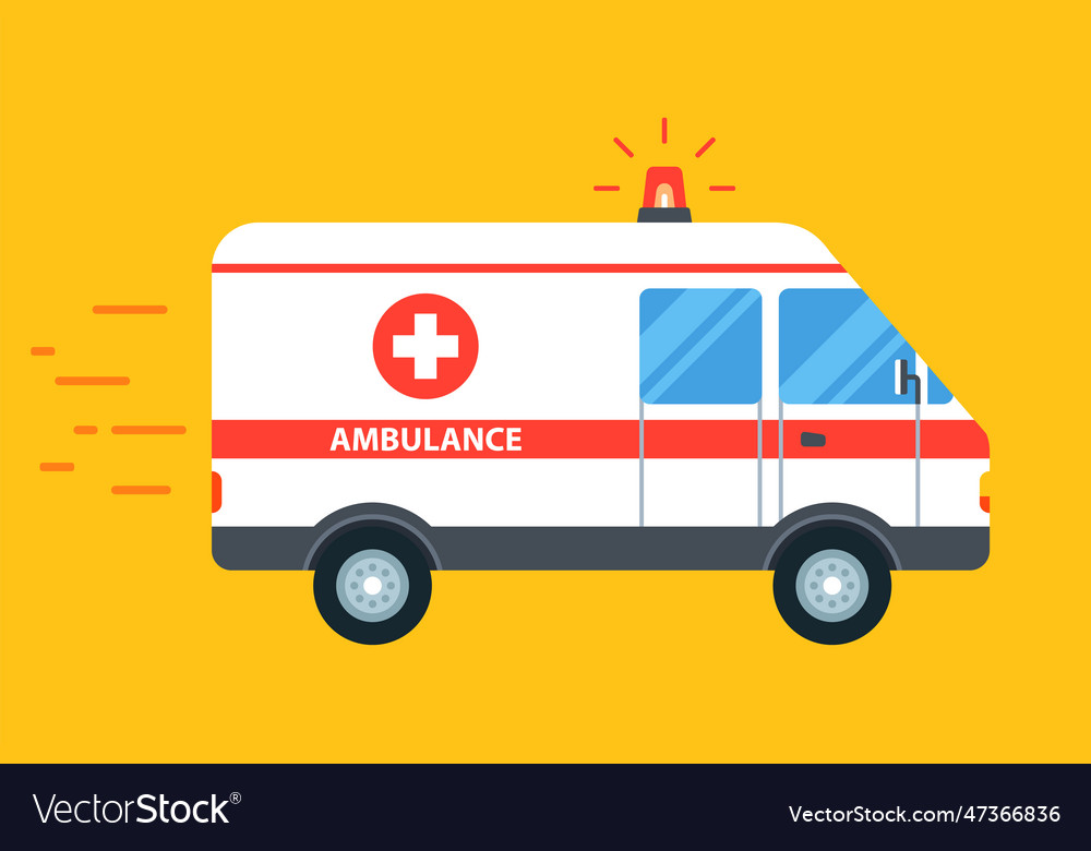 Ambulance goes to the call with the flasher Vector Image