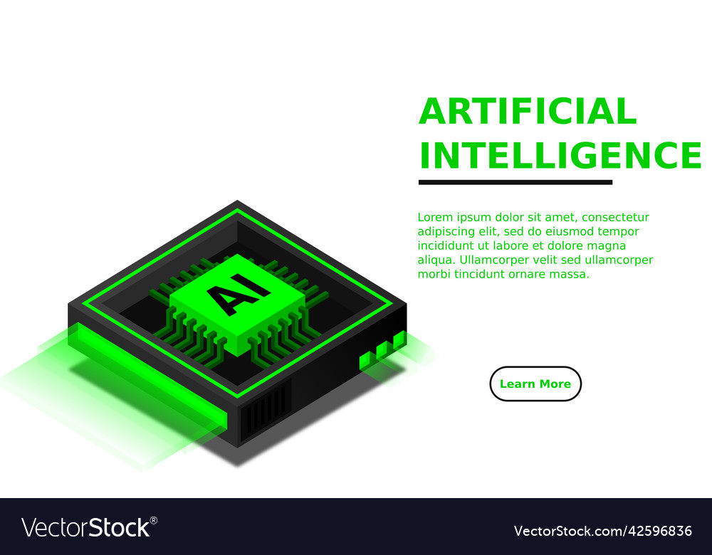 Artificial intelligence ai web banner isometric vector image Artificial intelligence ai web banner isometric