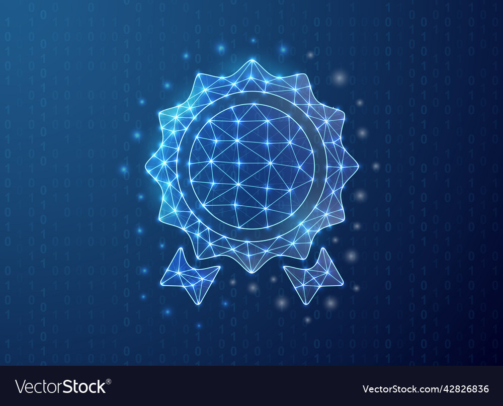Award medal polygonal symbol with binary code