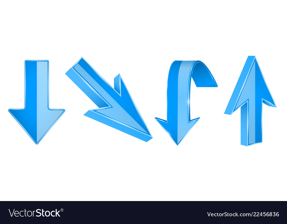 Blue arrows set 3d up and down web icons