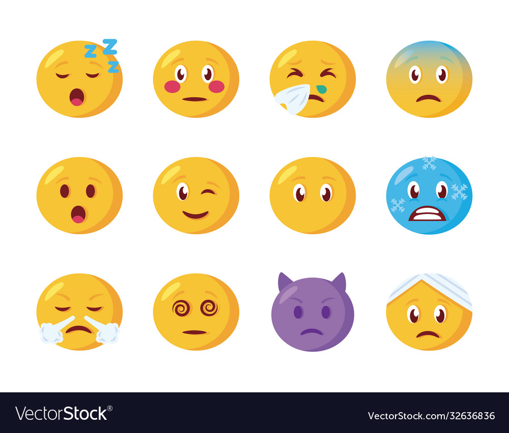 Bundle emojis faces set icons