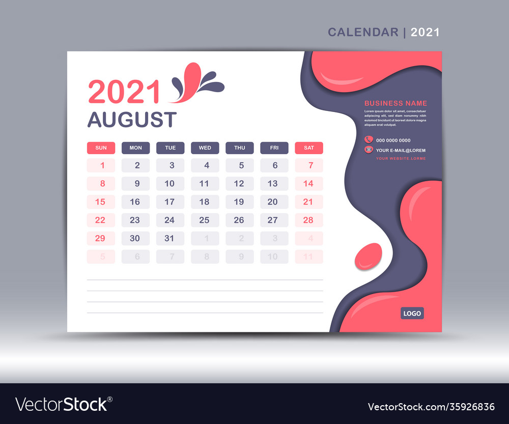 Calendar 2021 template august design