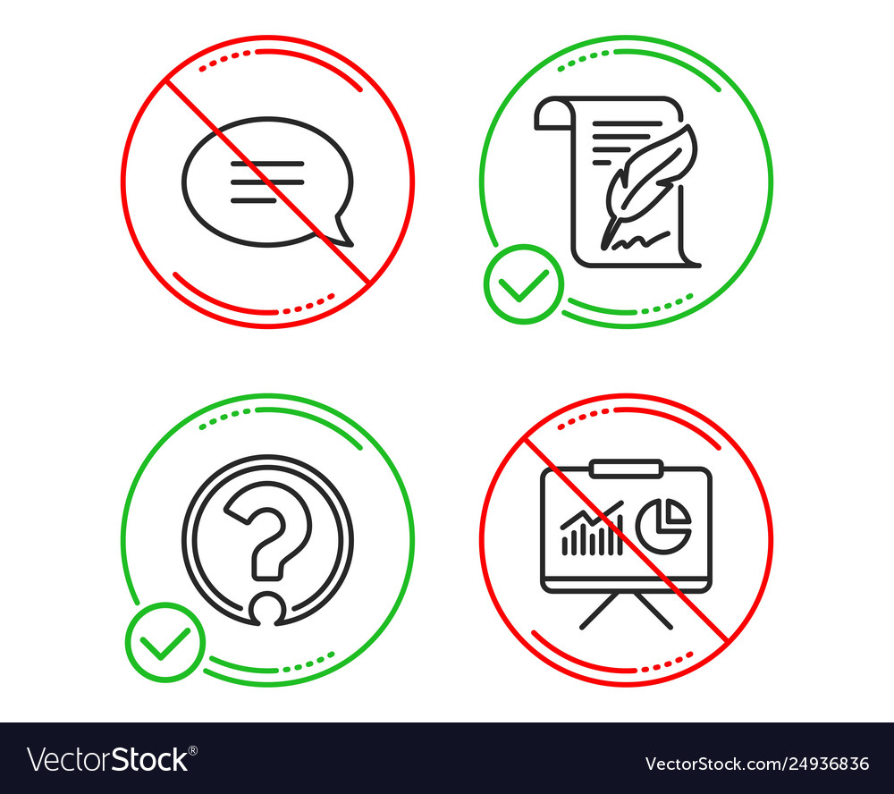 Chat question mark and feather icons set vector image Chat question mark and feather icons set