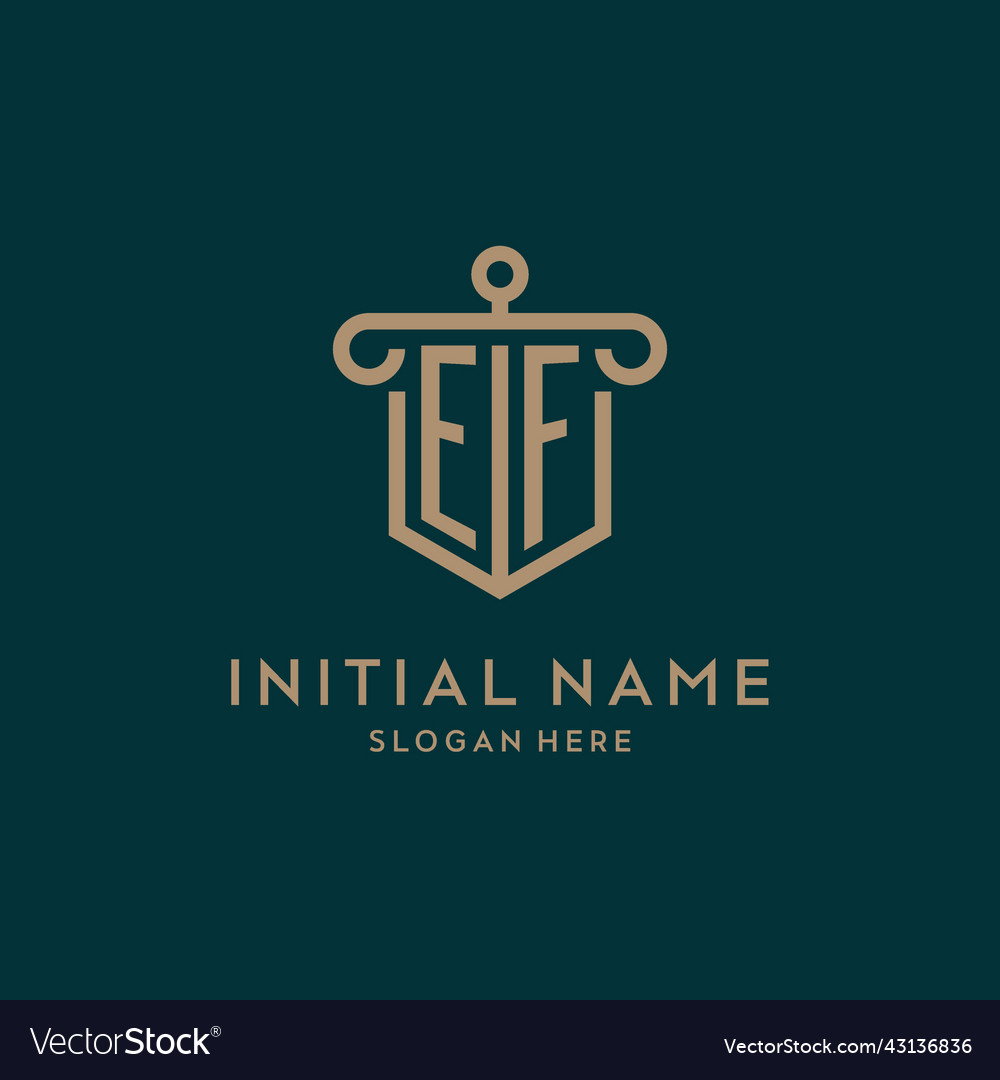 Ef monogram initial logo design with shield