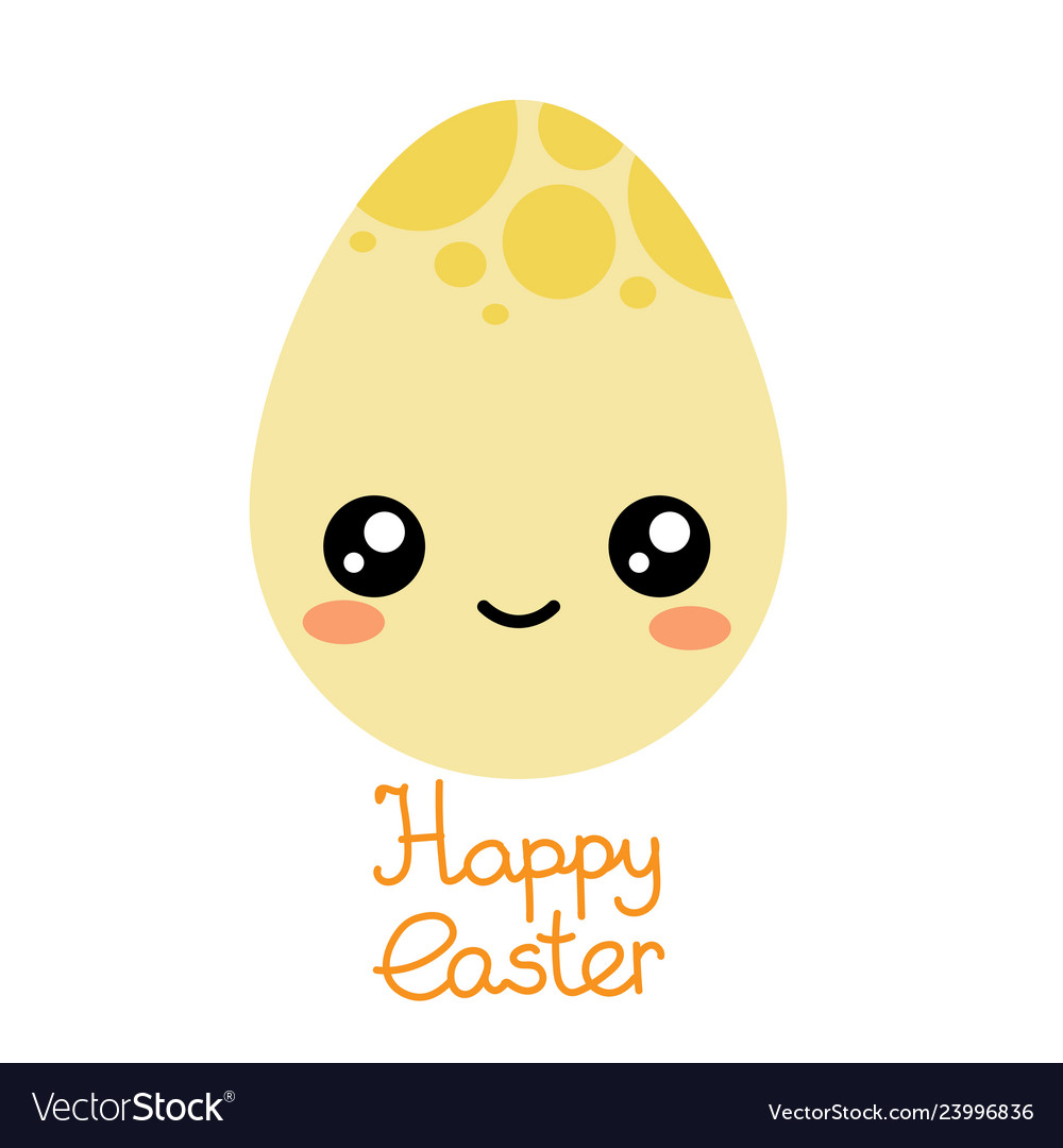 Flat happy cute cartoon funny kawaii egg