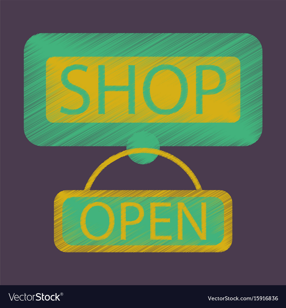 Flat icon in shading style label store opened