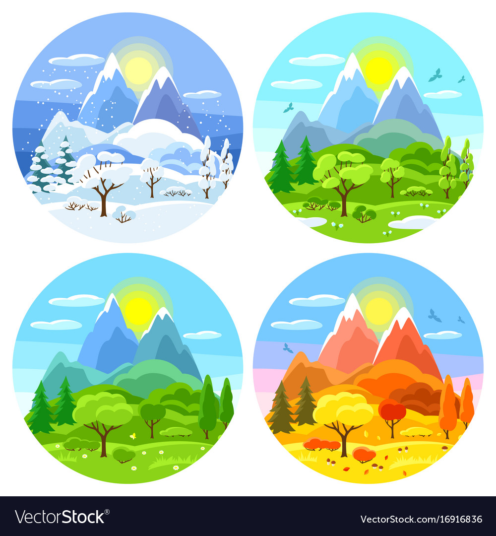 Four Seasons Landscape With Trees Royalty Free Vector Image