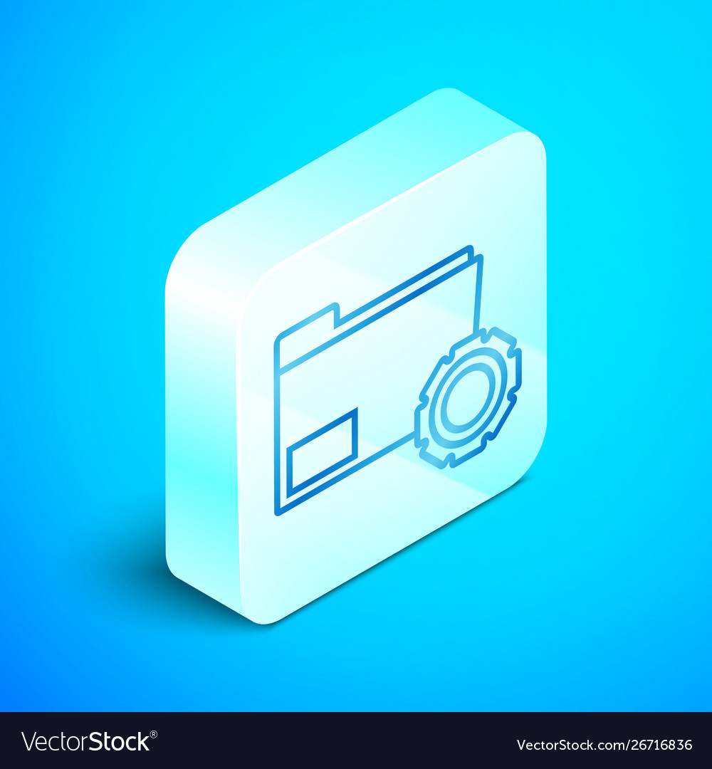 Isometric line folder settings with gears icon vector image Isometric line folder settings with gears icon