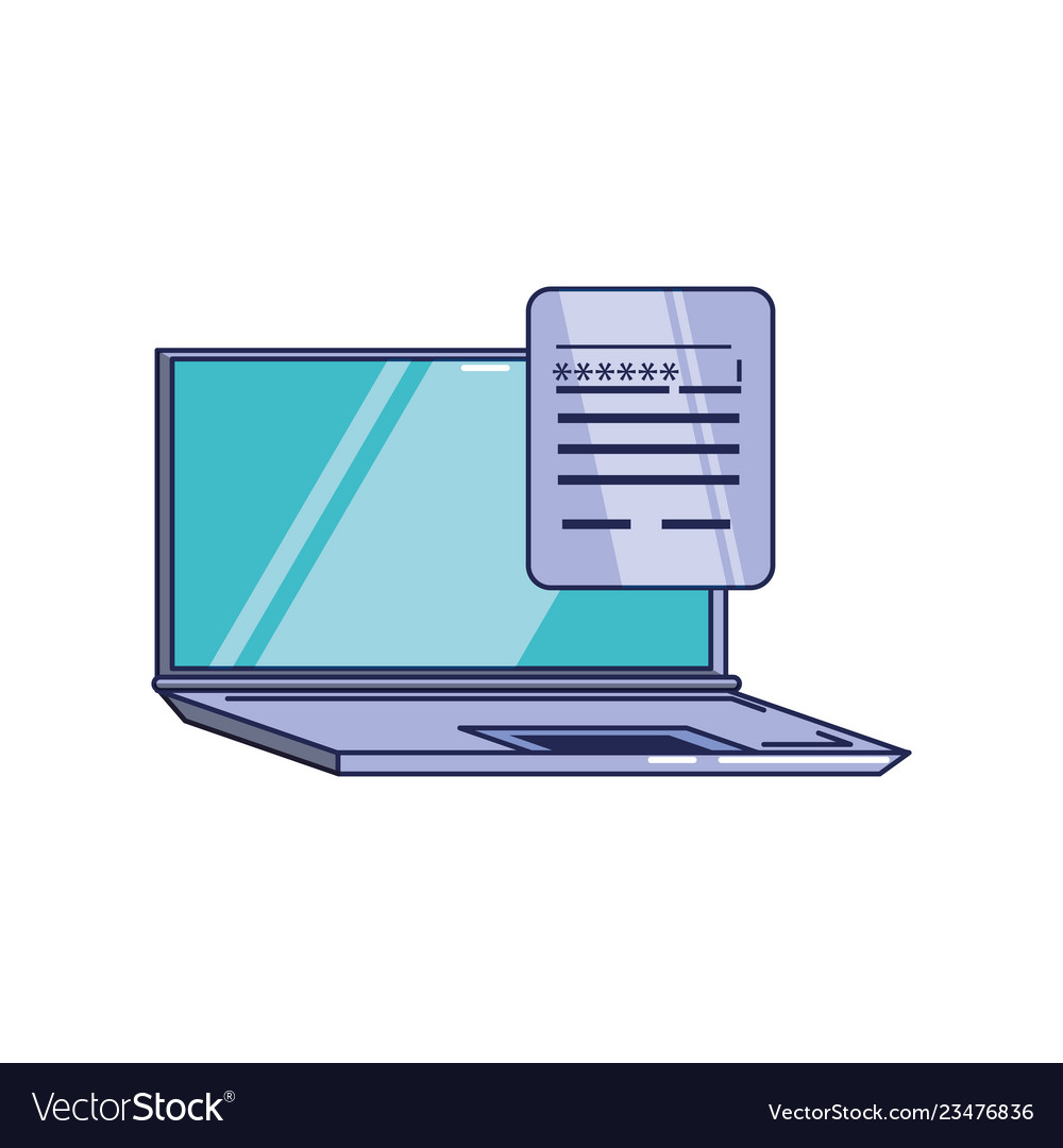 Laptop-Computer und Dokument mit Passwort