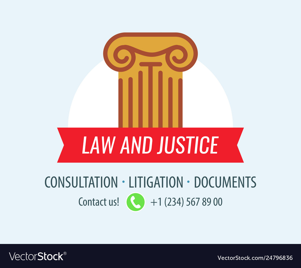 Law and justice banner with ionic column