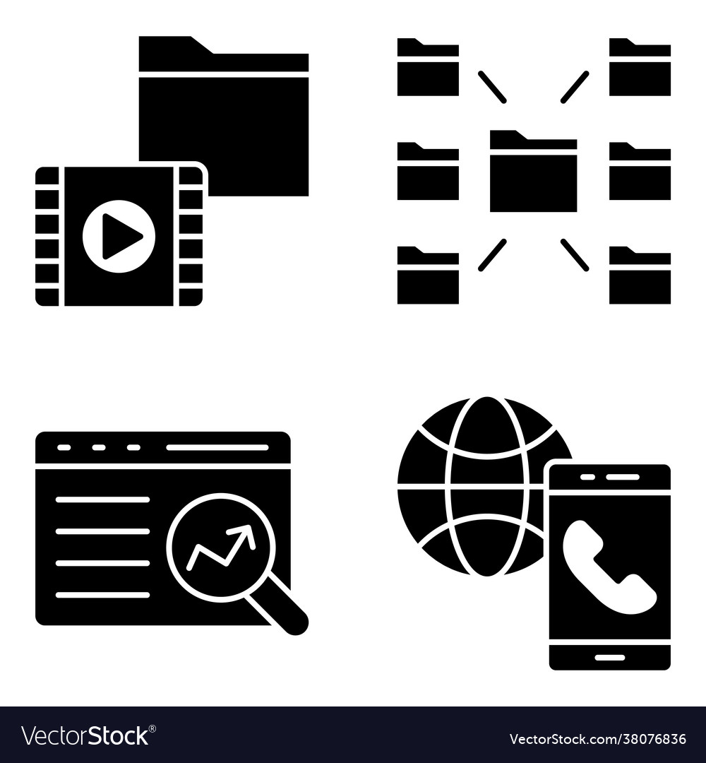 Pack data technology solid icons