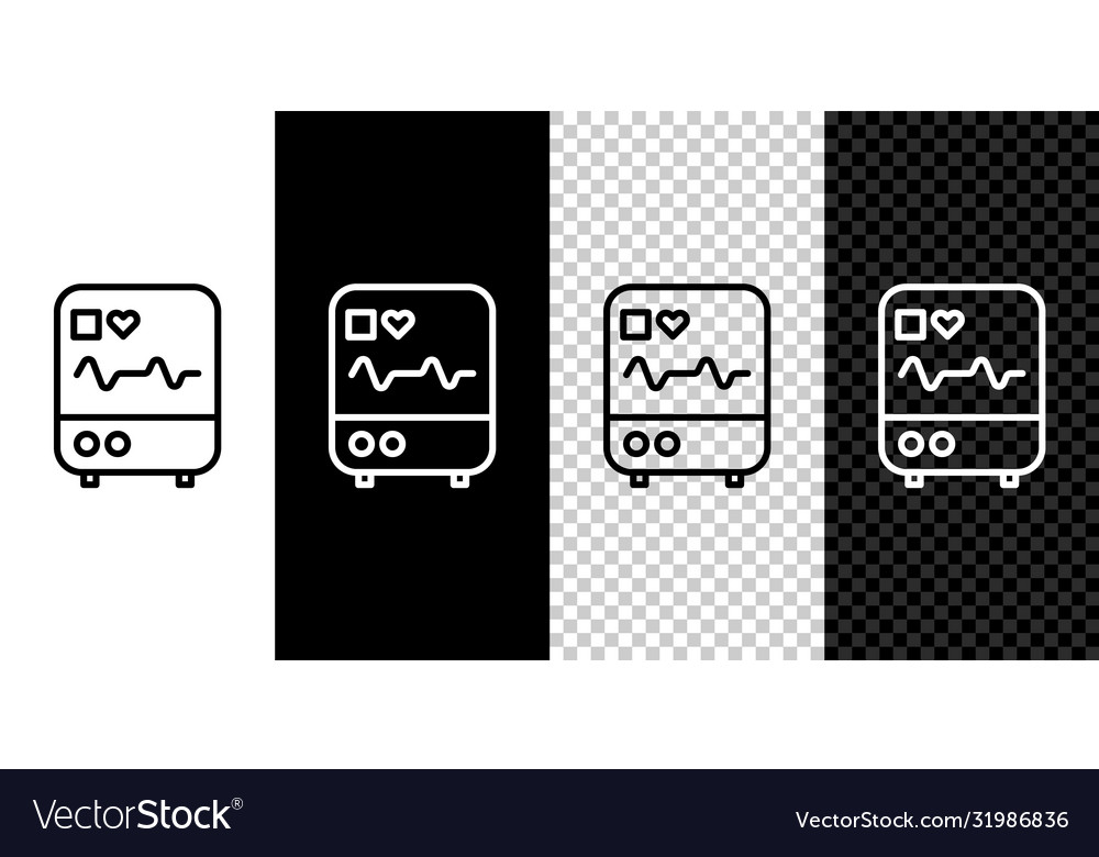 Set line computer monitor with cardiogram icon vector image Set line computer monitor with cardiogram icon