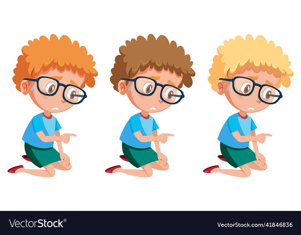 Set of boys sitting on white background Royalty Free Vector