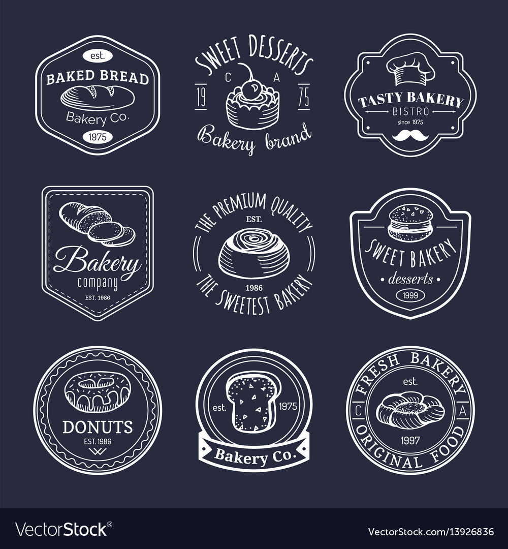 Set of vintage bakery logos retro emblems