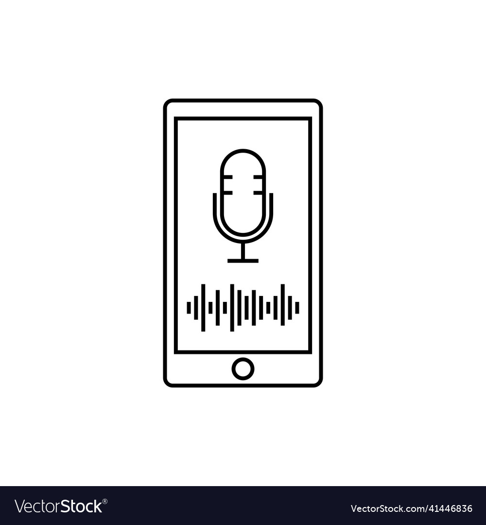 Smartphone with microphone outline icon linear